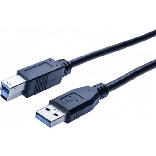 Black USB cable, 3 meters long, featuring USB 3.2 Gen 1 Type A and Type B connectors, designed for high-speed data transfer.