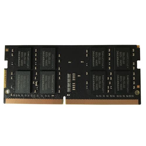 Black circuit board with gold connectors, featuring eight memory chips labeled "Hypertec" and specifications for 8GB DDR4 2666MHz RAM.