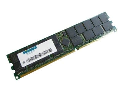 Green printed circuit board with eight black memory chips, a white label with text, and gold connectors at the bottom, identifying it as a Hypertec 0.5 GB DDR ECC memory module.