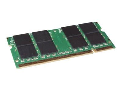 Green printed circuit board with six black memory chips, featuring gold connectors on one edge, labeled as Hypertec PA3668U-1M1G-HY, 1 GB DDR2 800 memory module.