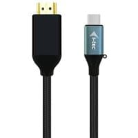 Black braided USB-C to HDMI cable adapter, 4K/60Hz, 200cm, with gold HDMI connector and blue i-tec branded USB-C end.