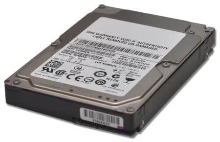 IBM 146.8GB 3.5" internal hard drive with a silver metal casing, featuring a label on top with various technical specifications and a barcode, designed for 15K RPM performance.
