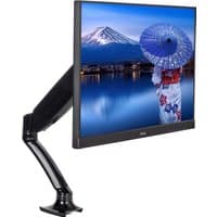 Black Iiyama DS3001C-B1 monitor mount for 27" screens, sleek adjustable arm with clamp base for desk setup.