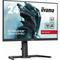 Black iiyama G-MASTER GB2470HSU-B6 monitor, 23.8-inch, slim bezels, adjustable stand, Red Eagle branding.