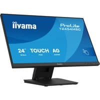 Black Iiyama ProLite T2454MSC-B3AG monitor, 23.8-inch touchscreen, anti-glare, slim bezel, on a sturdy stand.