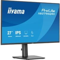 iiyama ProLite XB2796QSC-B1 monitor, 27-inch, slim bezels, adjustable stand, blue display with specs.