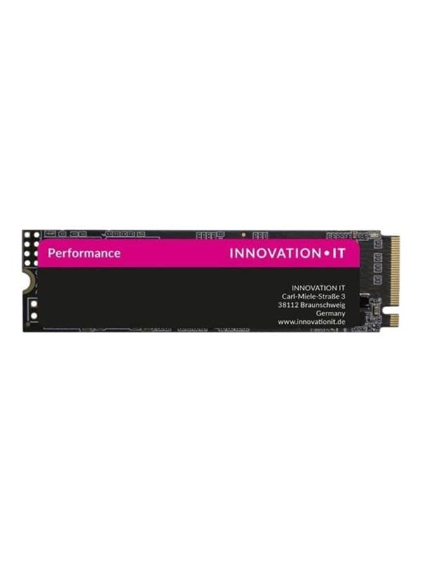 Black M.2 SSD with a pink label featuring "INNOVATION IT" and "Performance," highlighting its 128 GB capacity and PCI Express 3.0 interface.
