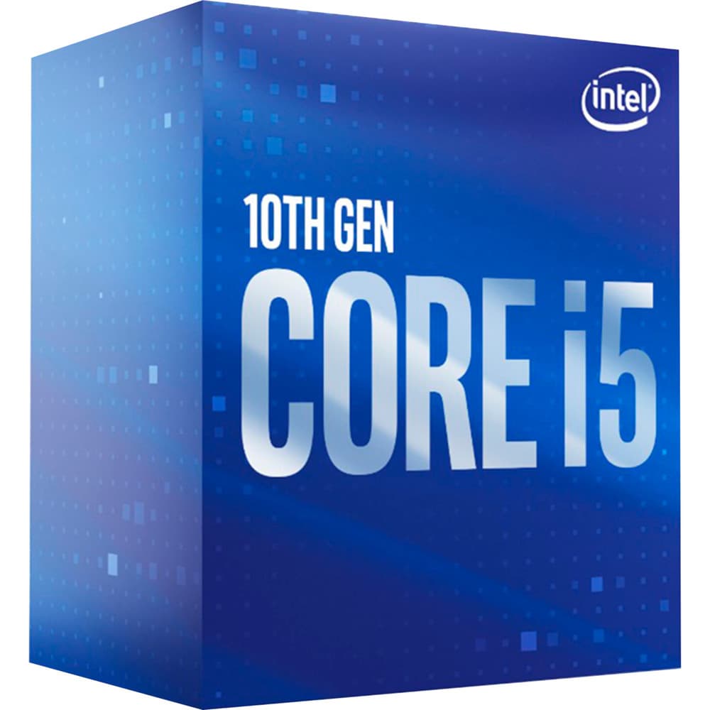 Blue retail box featuring "10th Gen CORE i5" prominently displayed, with Intel logo at the top, designed for the Intel Core i5-10400 Hex Core CPU processor.