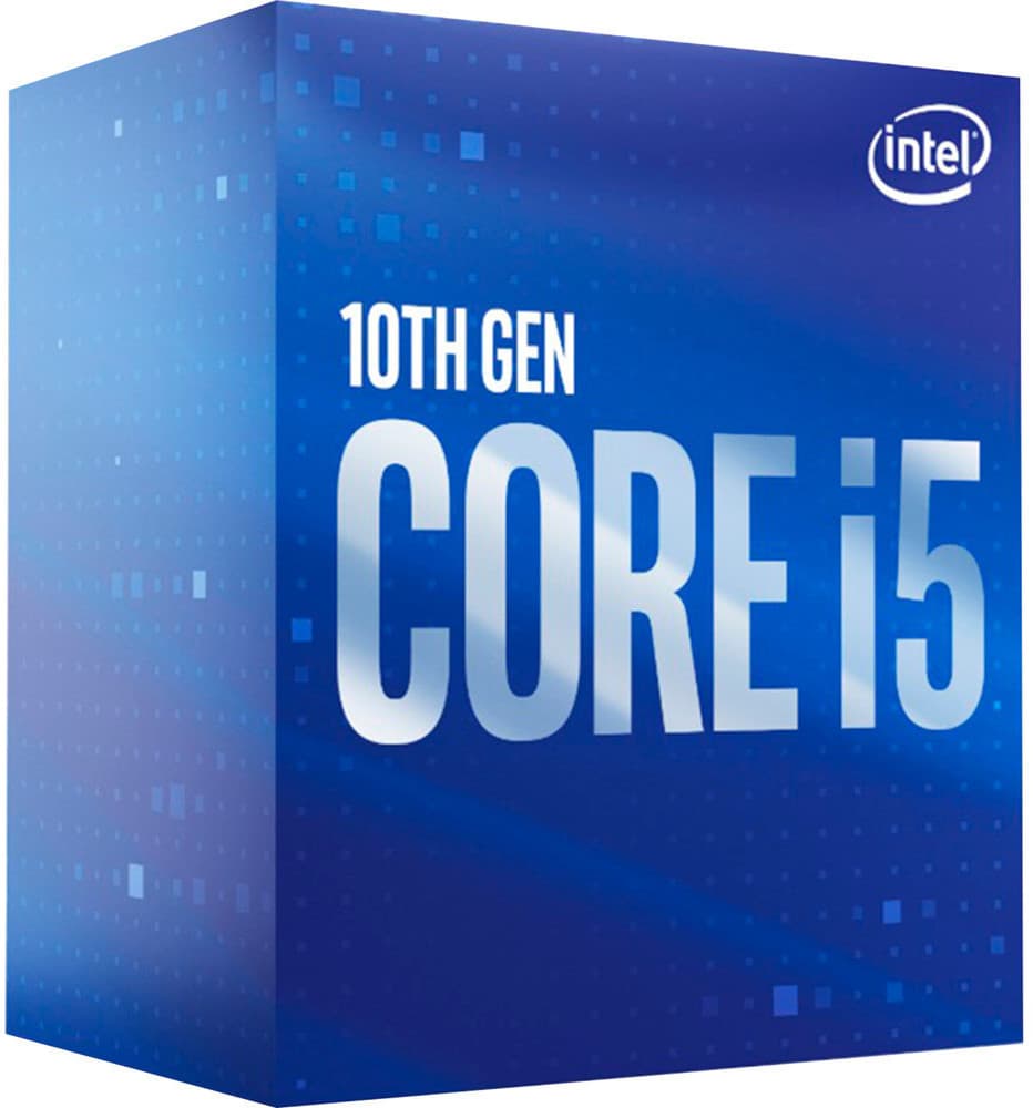 Blue box featuring "10th Gen Core i5" in bold white letters, with Intel logo at the top, indicating the Intel Core i5-10500 Processor with 3.1 GHz and 12 MB Smart Cache.