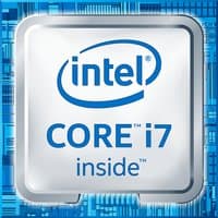 Intel Core i7-9700 processor with silver casing, blue Intel logo, and circuit pattern background.