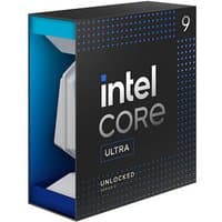 Intel Core Ultra 9 processor box, black with blue accents, featuring large "9" and "Ultra" text.