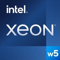 Intel Xeon w5-3435X processor logo on blue background with white text and w5 in a blue corner box.