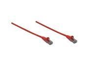 Red 1.50m Intellinet 342155 RJ45 Network Cable CAT 6 U/UTP with two gray connectors at each end, designed for high-speed network connections.