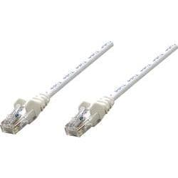 White Intellinet Cat6 network patch cable, 30m long, made of copper with S/FTP shielding and LSOH material, featuring clear connectors on both ends.
