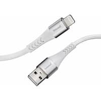 White Intenso 1.5m lightning cable with silver connectors and braided texture.