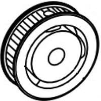 Black and white circular gear with ridged edges, central hole, and inner circular groove, Intermec printer/scanner part.