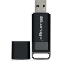 Black iStorage datAshur BT 32GB flash drive with removable cap and USB connector, featuring Bluetooth unlocking.