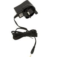 Black Jabra A Power Supply with UK plug and coiled cable ending in a small connector.