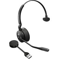 Black Jabra Engage 55 USB-A MS Mono headset with single ear cup, adjustable headband, and detachable USB dongle.