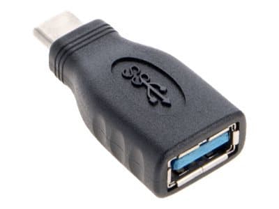 Black Jabra USB-C adapter with a textured grip, featuring a USB-A port and a blue connector inside, designed for connecting USB devices.