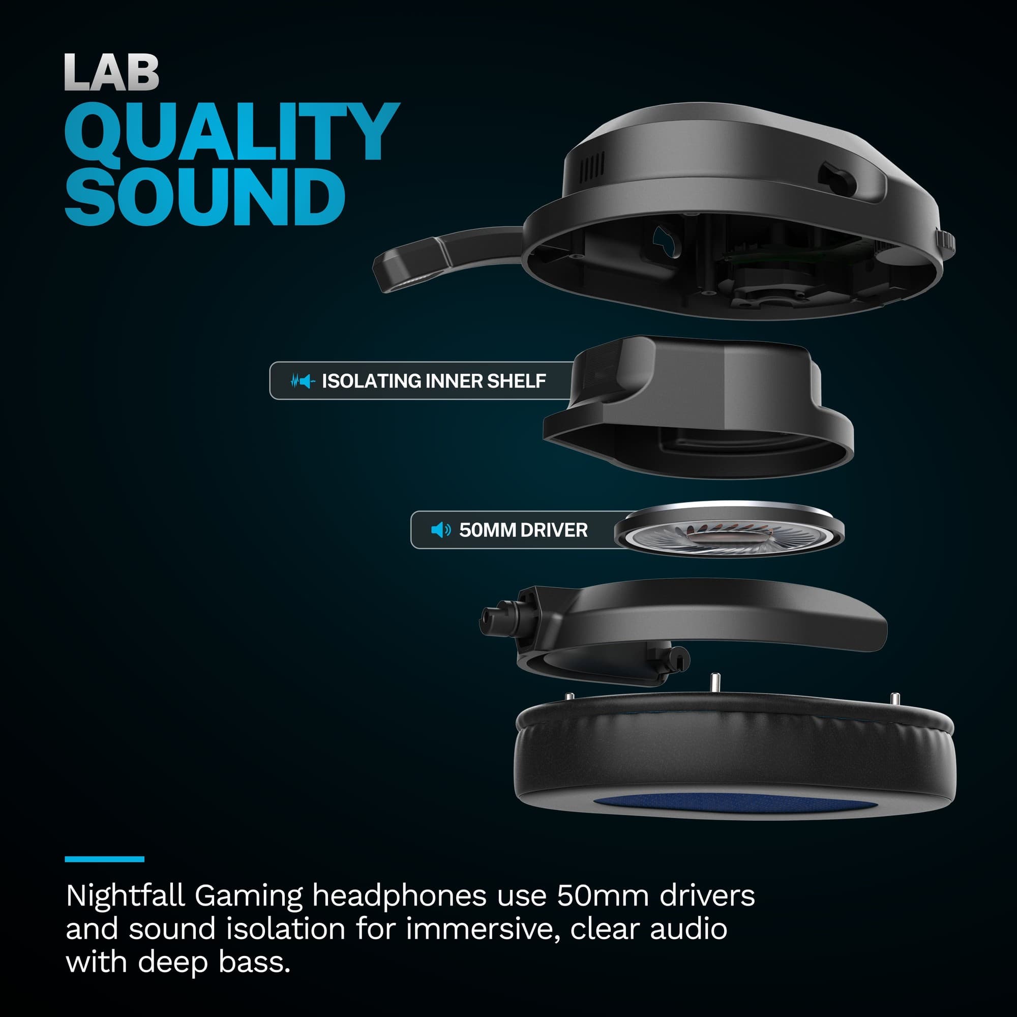 JLab Nightfall Headset Wireless Head-band Gaming USB Type-C Bluetooth - image 4