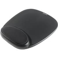 Black Kensington Comfort Gel Mouse Pad with ergonomic wrist rest and smooth surface.