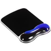Kensington Duo Gel Mouse Pad Wrist Rest, black surface with blue gel wrist support and glossy finish.