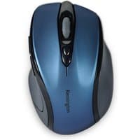 Sapphire blue Kensington wireless mouse, mid-size, with black accents and scroll wheel.