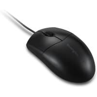 Black Kensington Pro Fit Wired Washable Mouse with two buttons and scroll wheel, sleek ergonomic design.