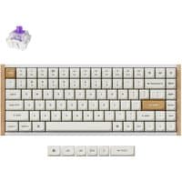 Keychron K2H-Q1-UK keyboard, white keys, gold accents, compact layout, wireless USB, RF, Bluetooth connectivity.