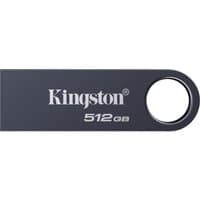 Dark nickel Kingston 512GB USB flash drive with keyring loop and sleek, minimalist design.