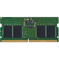 Green Kingston DDR5 memory module with black chips and gold connectors.