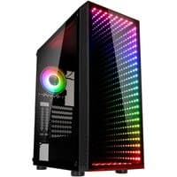 Kolink Void Rift Midi Tower Black with RGB infinity mirror front panel and side tempered glass window.