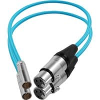 Blue Kondor Blue 0.4m audio cable with silver 3-pin XLR and mini XLR connectors.