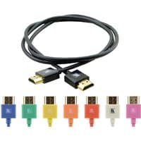 Black 1.8m HDMI cable with gold-plated connectors, shown with multiple color connector options below.