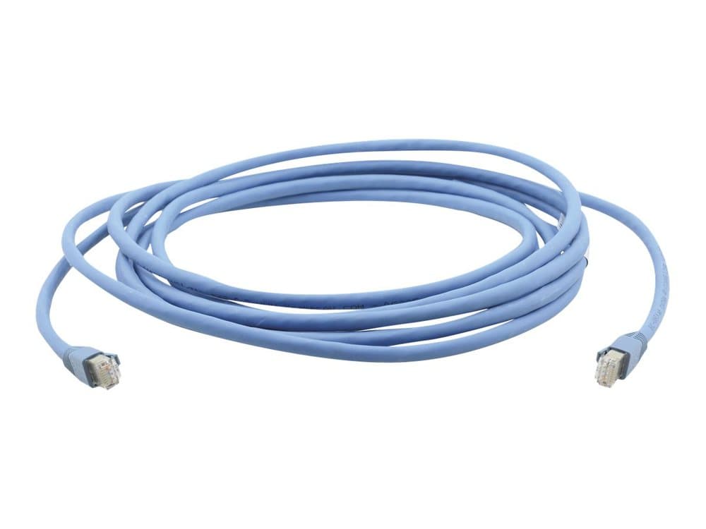 Kramer Cat6a U/FTP LSOH video and LAN lead in blue, 0.9m long, featuring two connectors at each end with clear plastic covers.