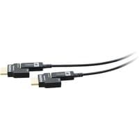 Black Kramer HDMI cable 15.2 m with Type D Micro connectors, slim design, gold-plated tips, and labeled connectors.