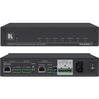 Black Kramer Electronics PA-240Net power amplifier with multiple input/output ports and control buttons on the front panel.