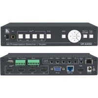 Black Kramer Electronics VP-440X presentation switcher with multiple input ports, control buttons, and rotary dial.