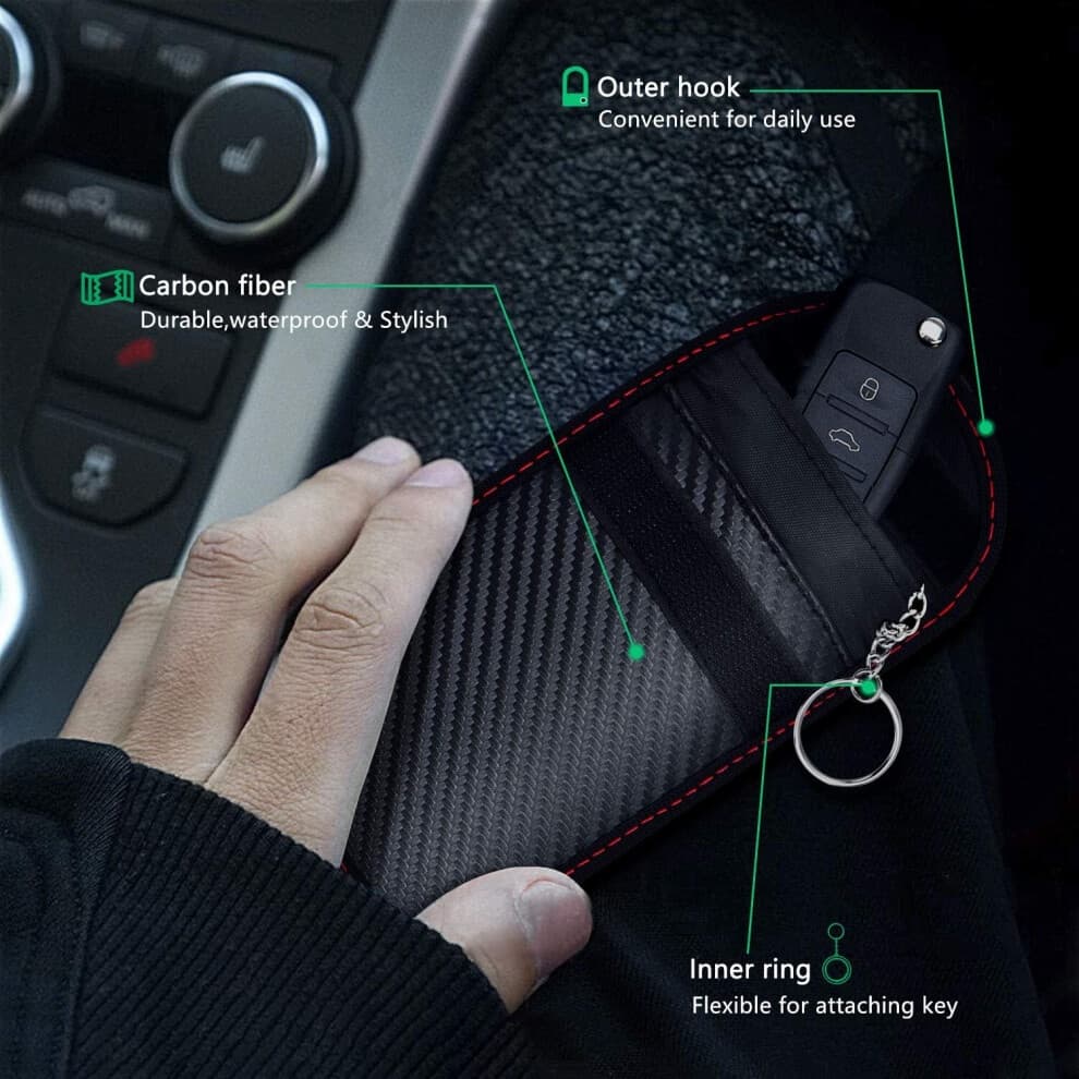lanpard Faraday Pouch for car Keys,2 Pack Faraday Bag | Car Key Signal Blocking Pouch | Keyless Entry Car Keys Case | RFID Blocker Bag for Car Security | Anti-Theft Remote Entry Keyless Protect(M) - image 2