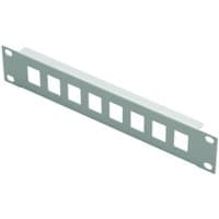 White Lanview LKS675WH 1U patch panel with eight rectangular ports and mounting holes on each end.