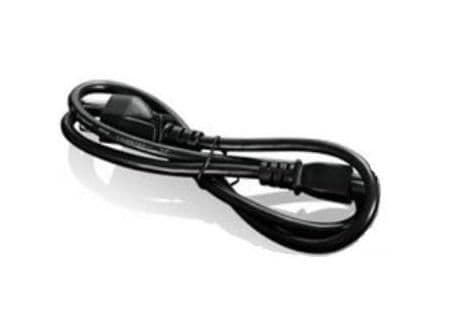Black 1-meter power cable by Lenovo, featuring a durable plastic exterior with molded connectors on both ends for secure connections.