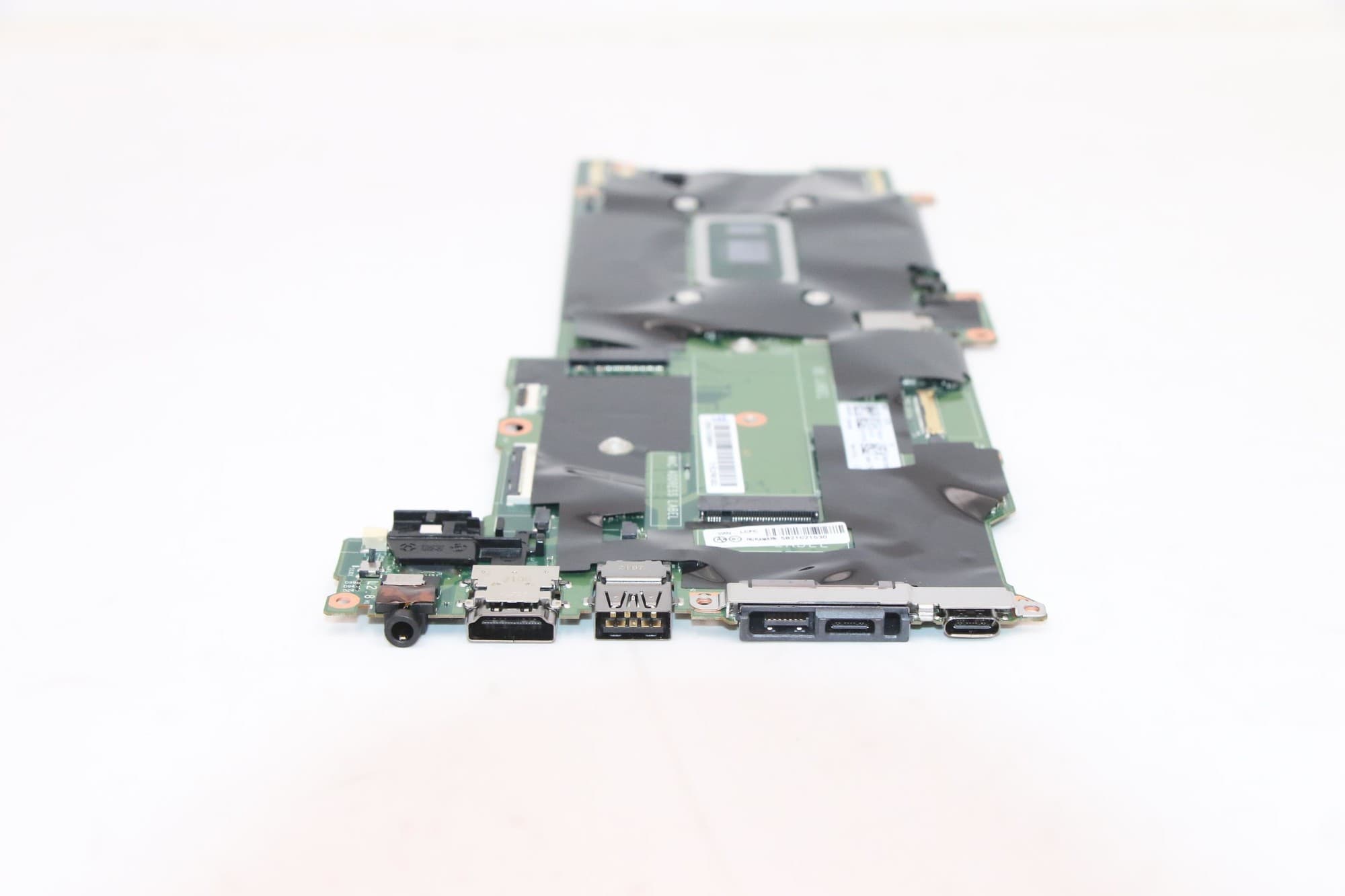 Lenovo 01YU368 laptop motherboard featuring green and black circuit board, multiple ports including USB and HDMI, and a sleek design for efficient connectivity.