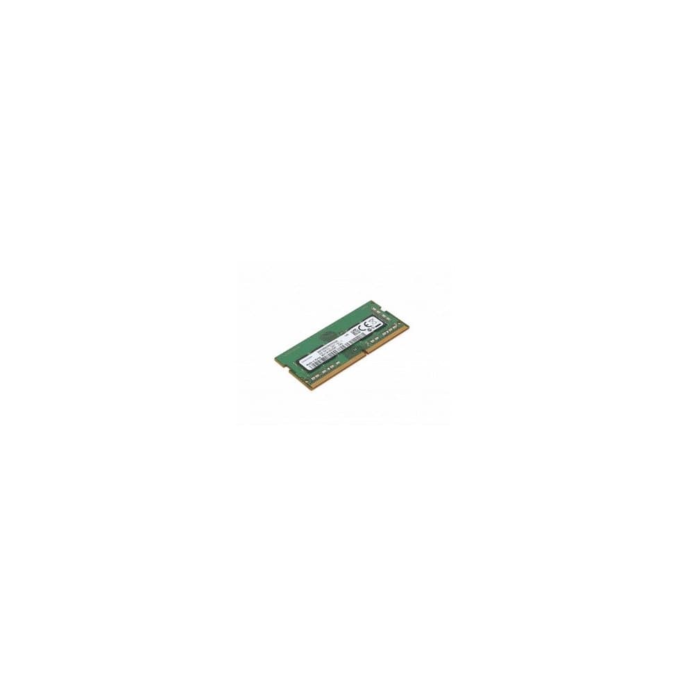 Green 8 GB DDR3L 204-pin SO-DIMM memory module by Lenovo, featuring a silver label with specifications and a compact design for laptops.