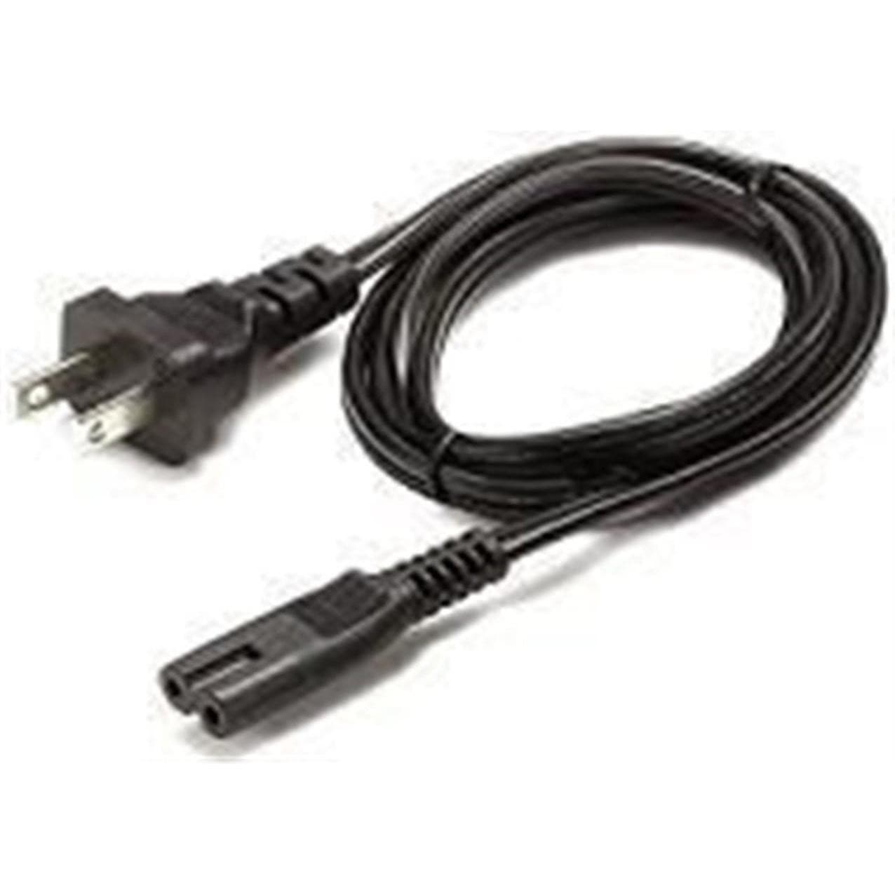 Black power cable with a three-prong plug on one end and a two-prong connector on the other, designed for Lenovo devices.