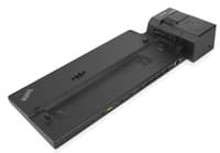 Black Lenovo 40AH0135EU Notebook Dock features multiple ports, including USB and HDMI, with a sleek, matte finish and a compact design for easy connectivity.