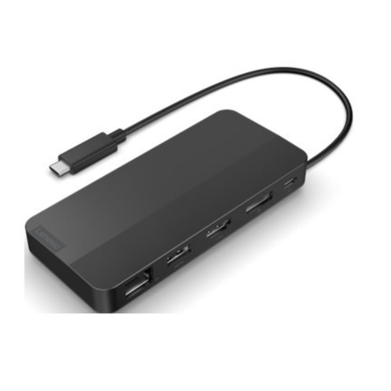 Black Lenovo 40B90000WW laptop dock with a sleek design, featuring multiple ports including USB 3.2 Gen 1, HDMI, and a USB-C connector for easy connectivity.