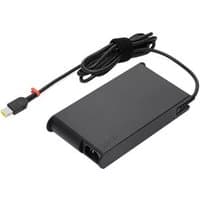 Black Lenovo 230W power adapter with rectangular design and attached cable with yellow-tipped connector.