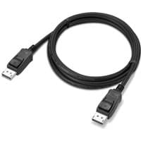 Black Lenovo DisplayPort cable 1.8 m with two connectors featuring latch mechanisms and textured grips.