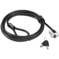 Black Lenovo cable lock, 1.8 m long, with silver lock mechanism and two keys.